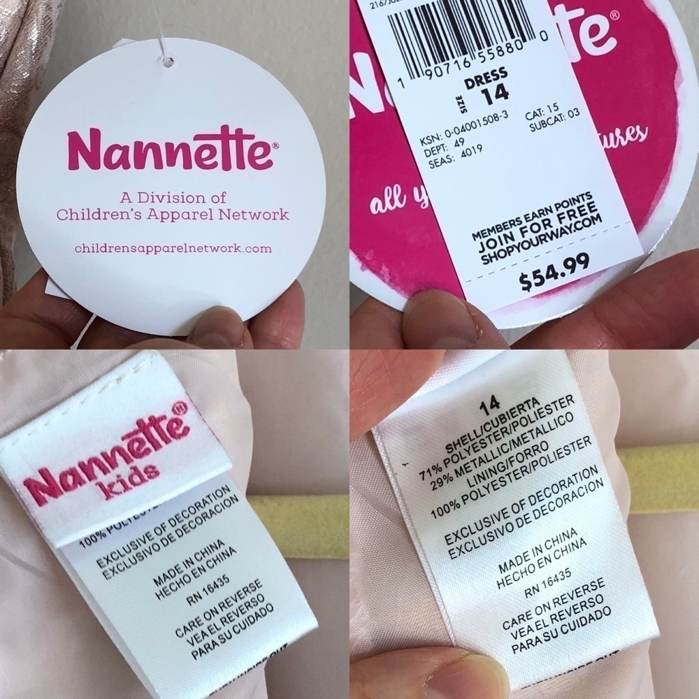 Nanette Kids Pink Dress NWT Sz 14 - Picture 6 of 7